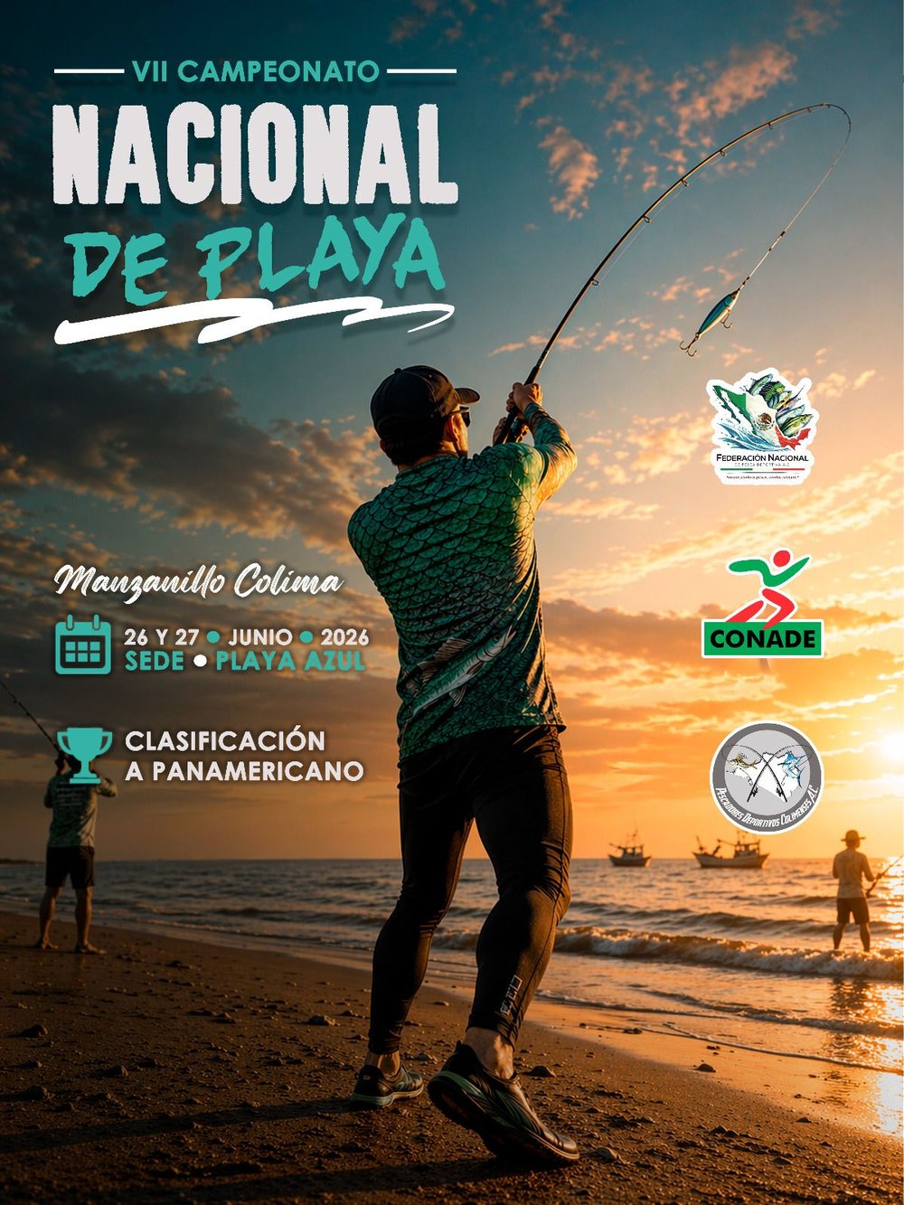 Póster oficial del VII Campeonato Nacional de Pesca de Playa 2026